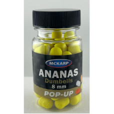 Momeala carlig McKarp Dumbels P8 Ananas 4-8mm fluo, echilibrata, aroma fructe naturale